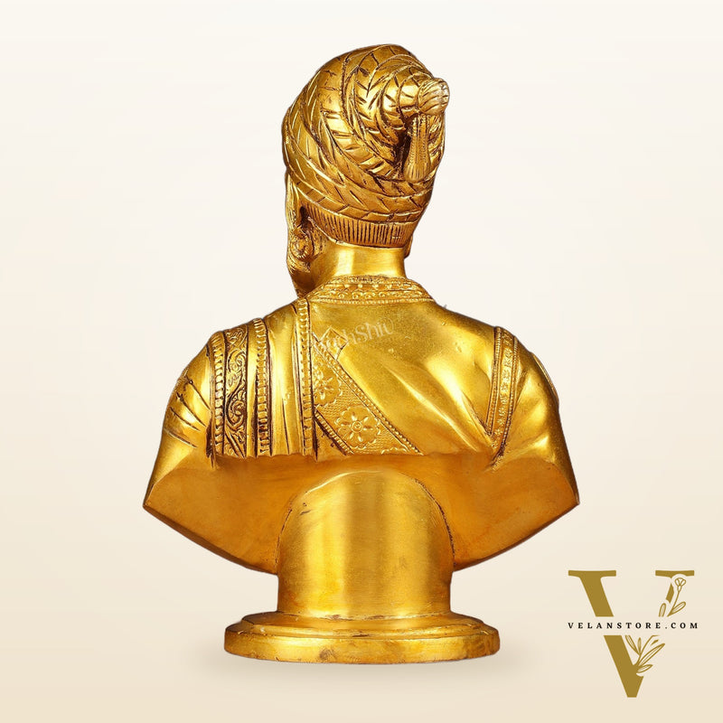Brass Chatrapati Shivaji Maharaj Bust 8"