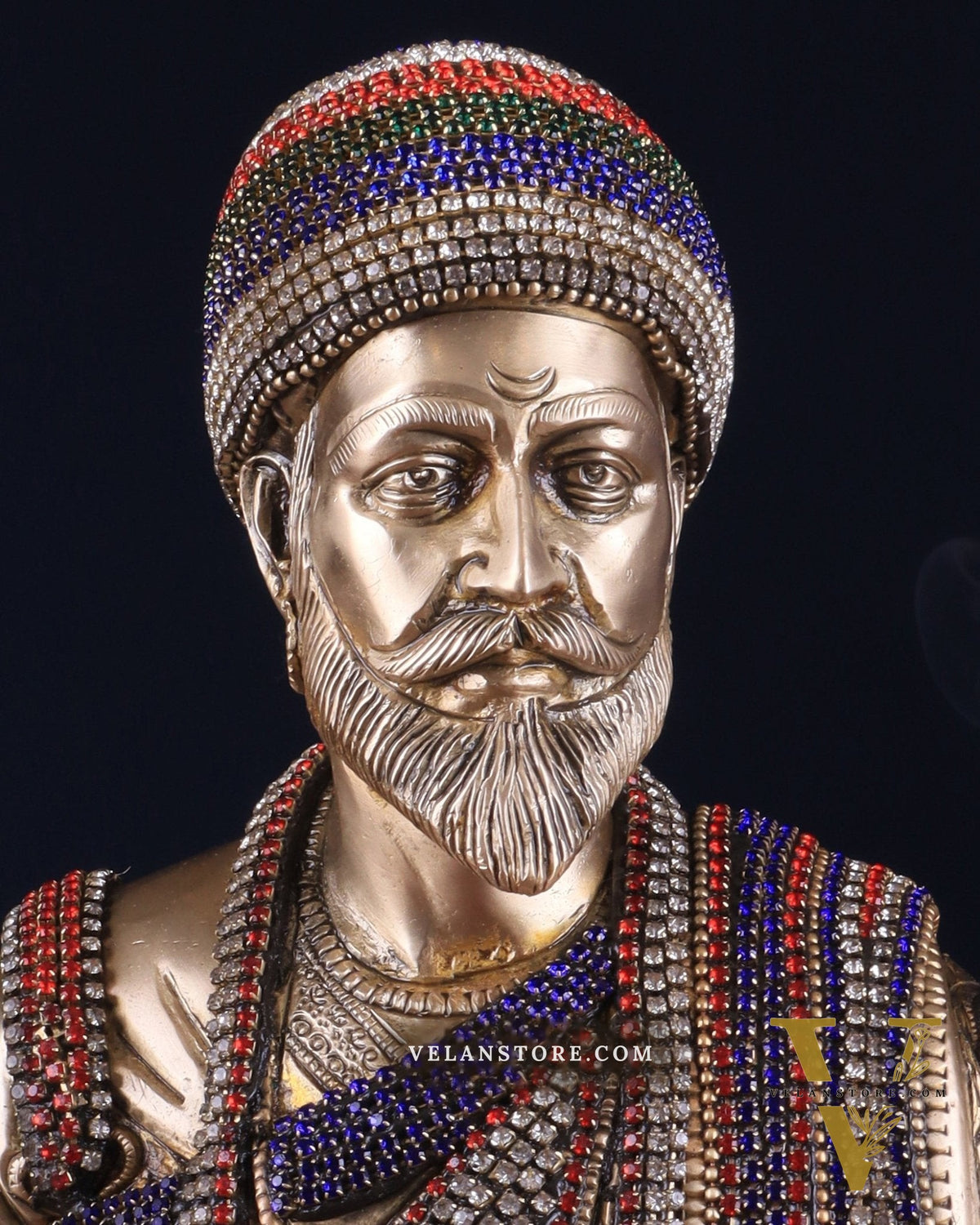 Brass Chatrapati Shivaji Maharaj Bust 8" with unique meenakari
