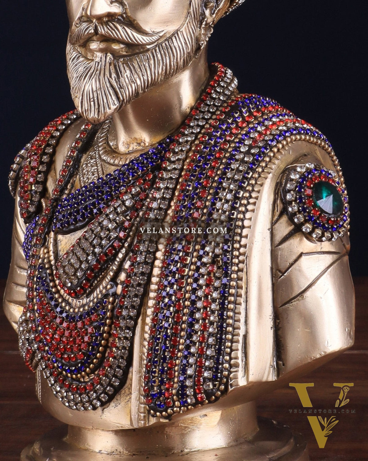 Brass Chatrapati Shivaji Maharaj Bust 8" with unique meenakari
