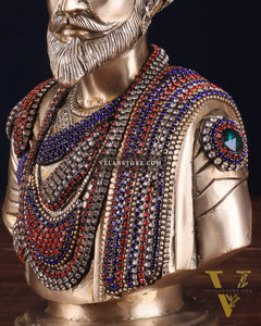 Brass Chatrapati Shivaji Maharaj Bust 8" with unique meenakari
