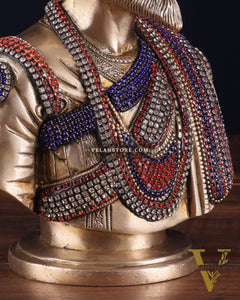 Brass Chatrapati Shivaji Maharaj Bust 8" with unique meenakari