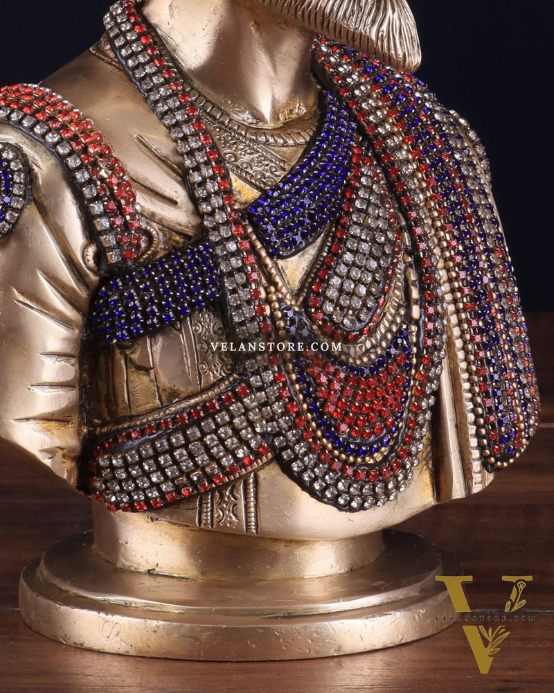 Brass Chatrapati Shivaji Maharaj Bust 8" with unique meenakari
