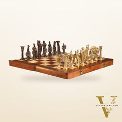 Brass Chess with wooden board