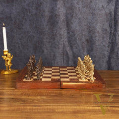 Brass Chess with wooden board