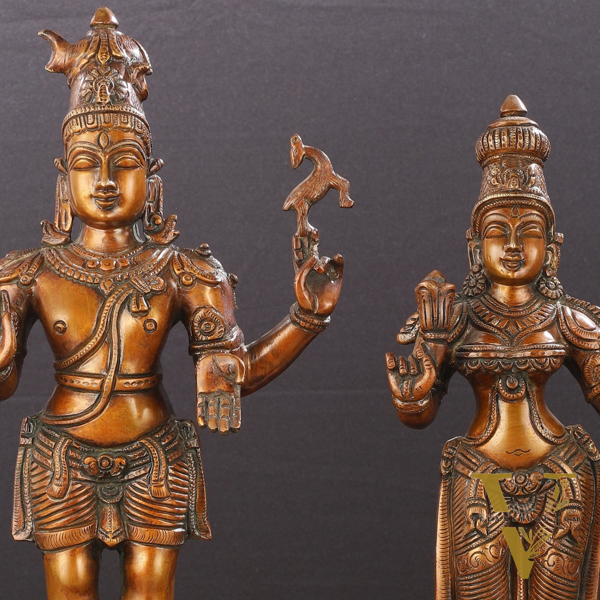 Brass Chola style Lord Shiva and Parvati Idol | 18" Height