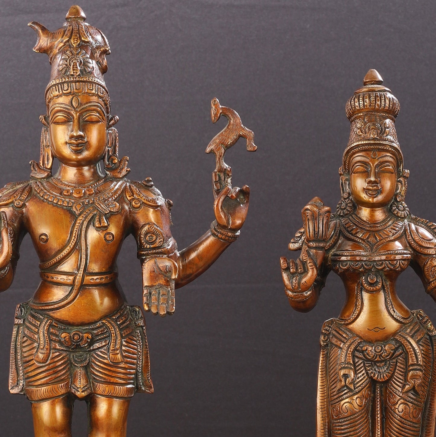 Brass Chola style Lord Shiva and Parvati Idol | 18" Height