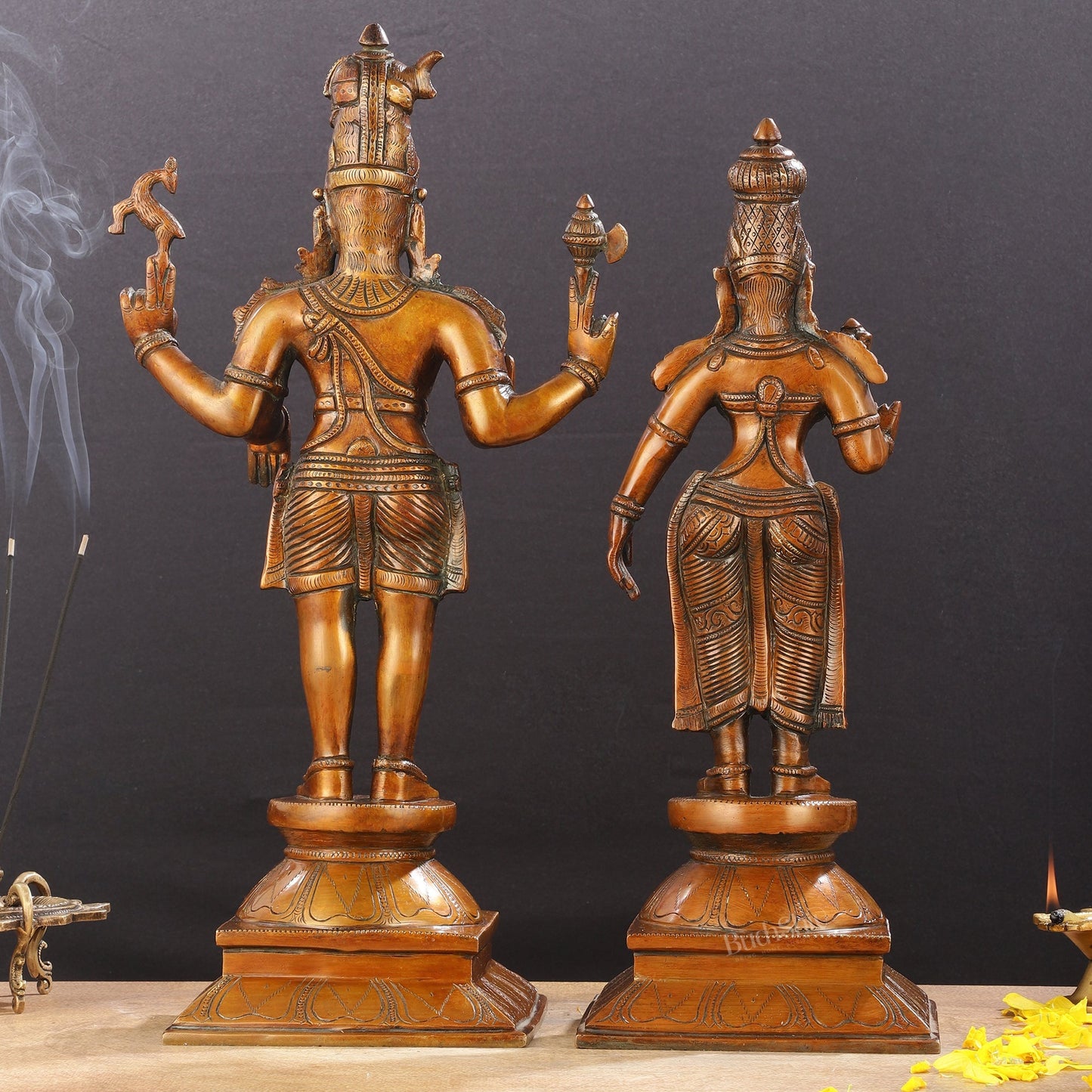Brass Chola style Lord Shiva and Parvati Idol | 18" Height