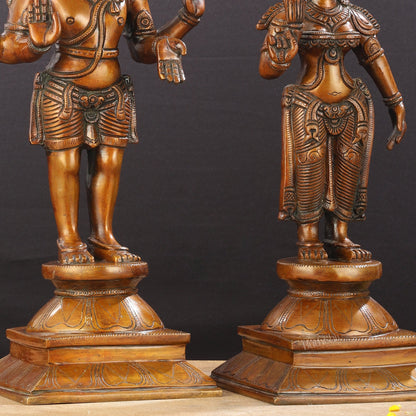 Brass Chola style Lord Shiva and Parvati Idol | 18" Height