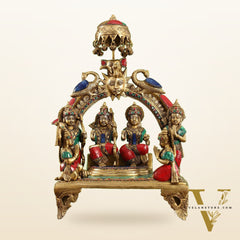 Brass Complete Ram Darbar (Ramapatabhishekam) Statue 16 inch with stonework