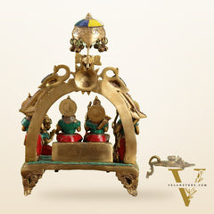 Brass Complete Ram Darbar (Ramapatabhishekam) Statue 16 inch with stonework