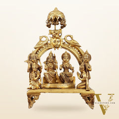 Brass Complete Ram Darbar Statue (Ramapatabhishekam) 16 Inch