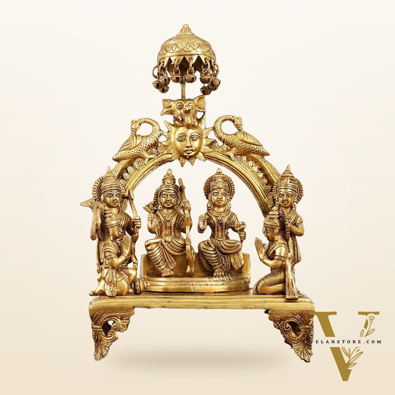 Brass Complete Ram Darbar Statue (Ramapatabhishekam) 16 Inch