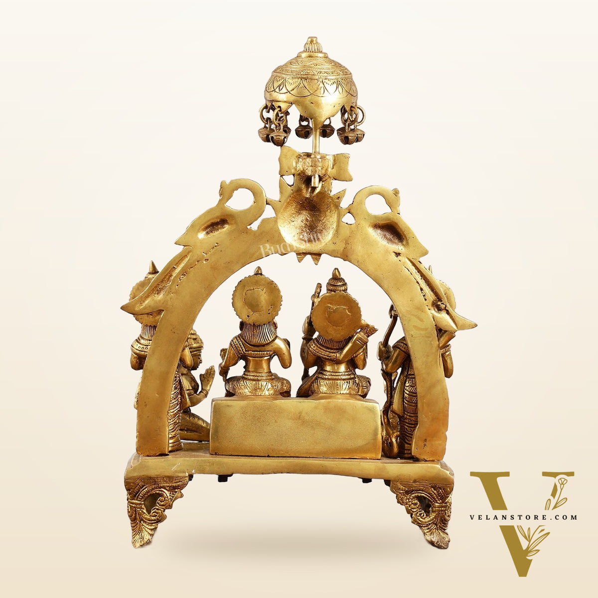 Brass Complete Ram Darbar Statue (Ramapatabhishekam) 16 Inch
