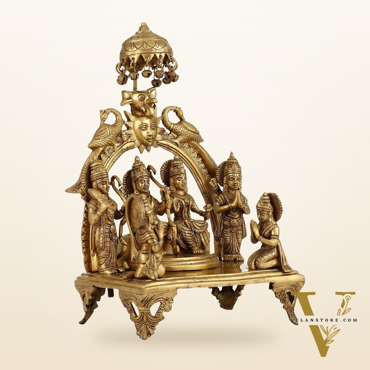Brass Complete Ram Darbar Statue (Ramapatabhishekam) 16 Inch