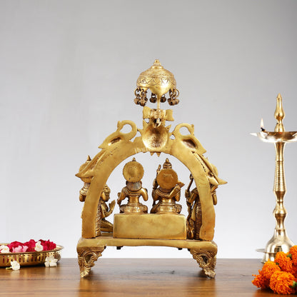 Brass Complete Ram Darbar Statue (Ramapatabhishekam) 16 Inch