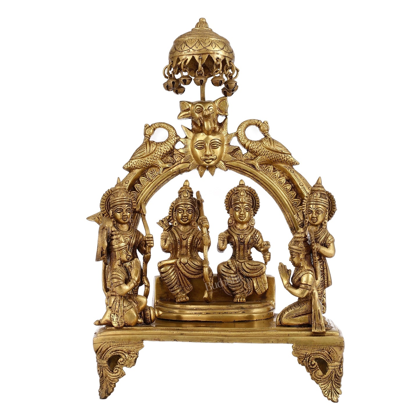 Brass Complete Ram Darbar Statue (Ramapatabhishekam) 16 Inch