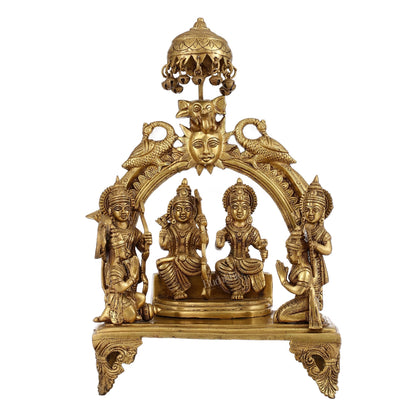 Brass Complete Ram Darbar Statue (Ramapatabhishekam) 16 Inch