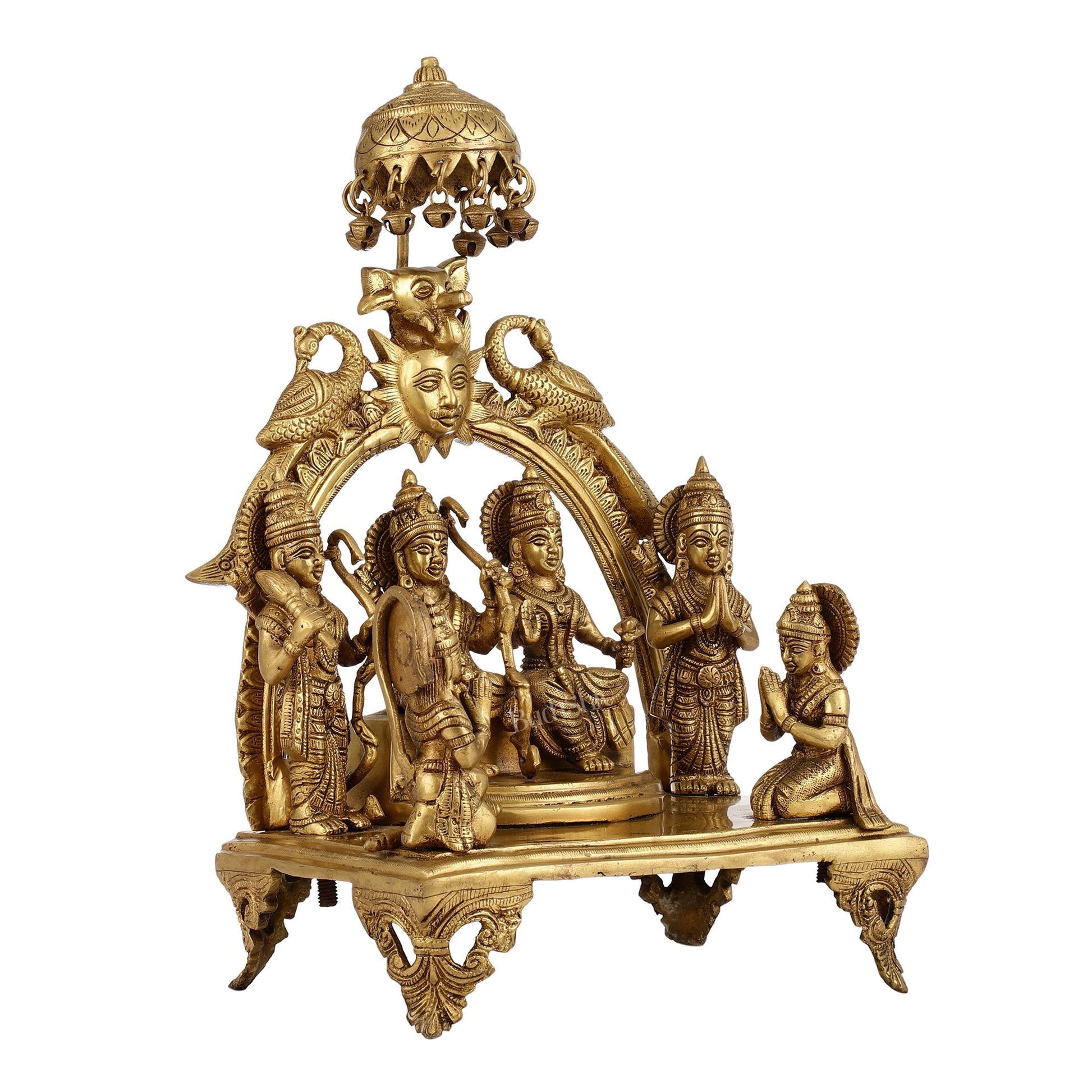 Brass Complete Ram Darbar Statue (Ramapatabhishekam) 16 Inch