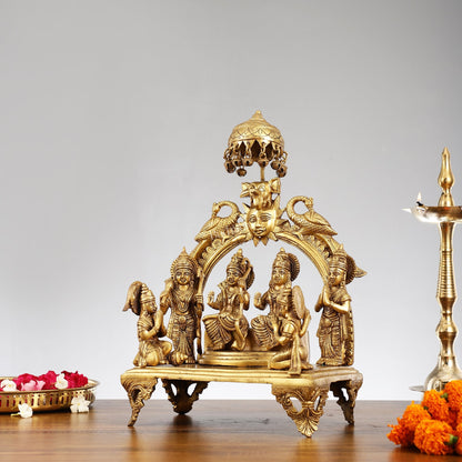 Brass Complete Ram Darbar Statue (Ramapatabhishekam) 16 Inch