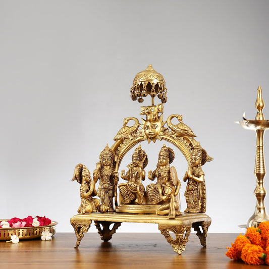 Brass Complete Ram Darbar Statue (Ramapatabhishekam) 16 Inch