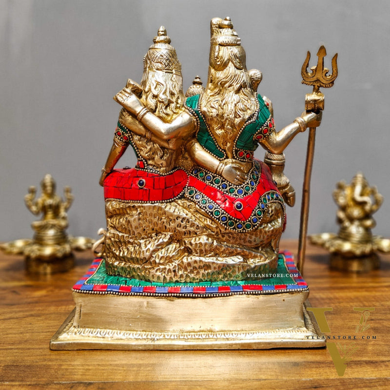 Brass Complete Shiv Parivar Idol - 10 Inch