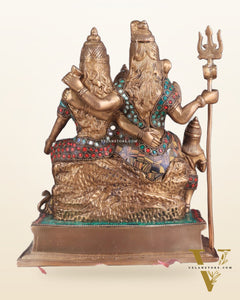 Brass Complete Shiv Parivar Idol - 10 Inch with stonework