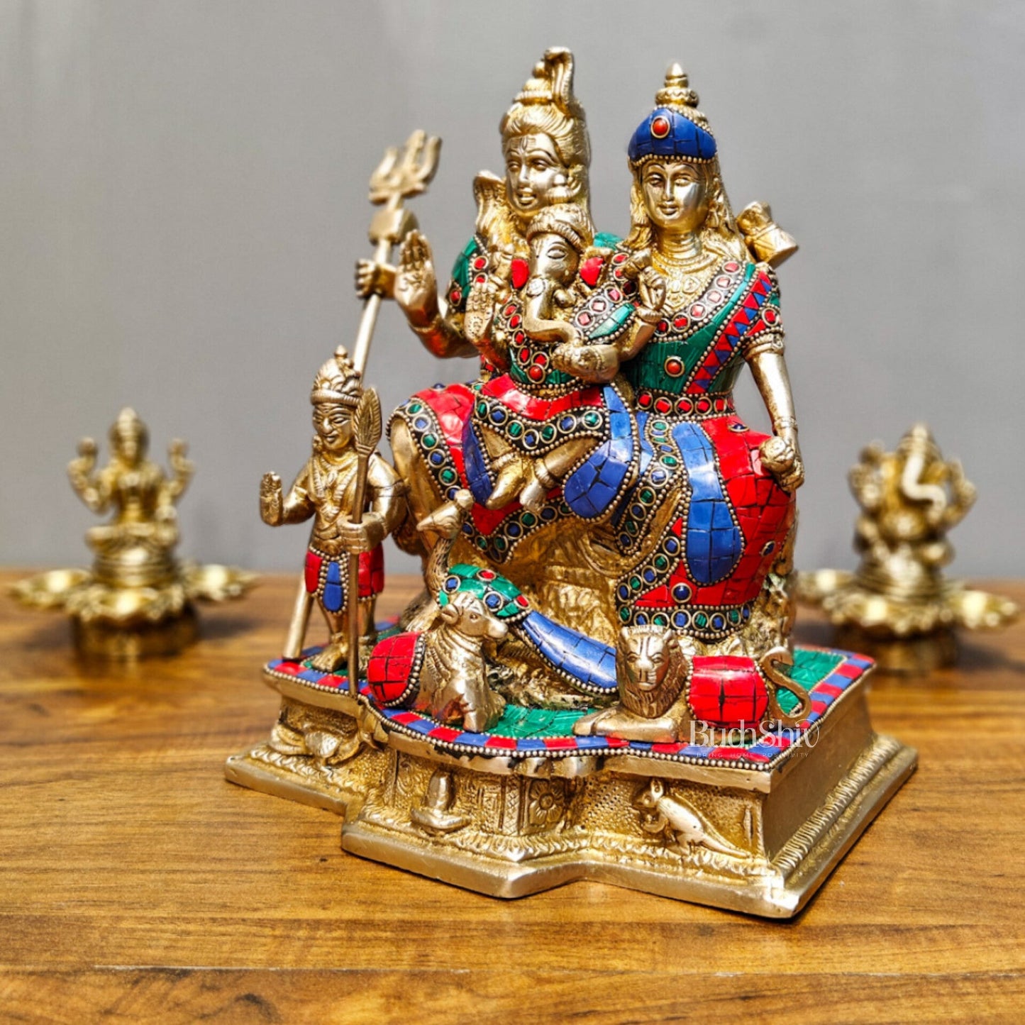Brass Complete Shiv Parivar Idol - 10 Inch