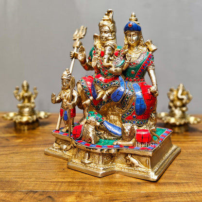 Brass Complete Shiv Parivar Idol - 10 Inch