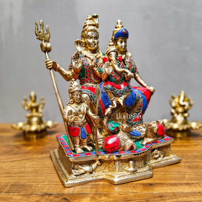 Brass Complete Shiv Parivar Idol - 10 Inch
