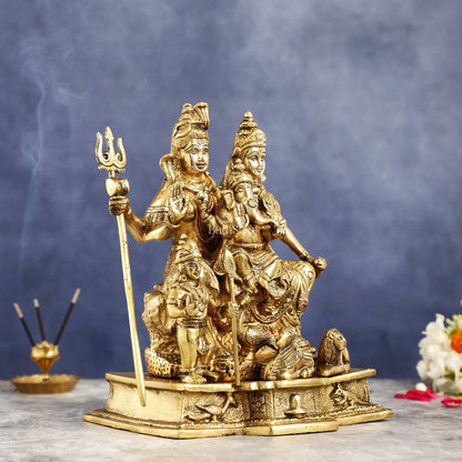 Brass Complete Shiv Parivar Idol - 10 Inch