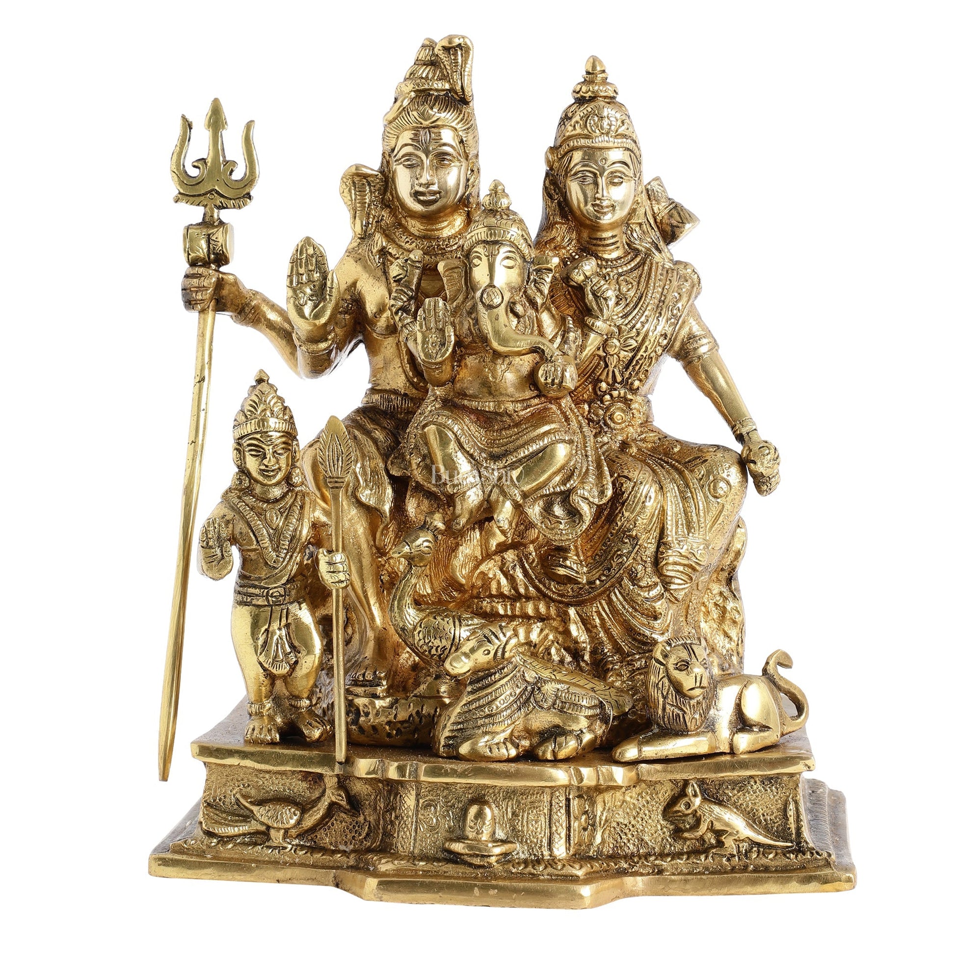 Brass Complete Shiv Parivar Idol - 10 Inch