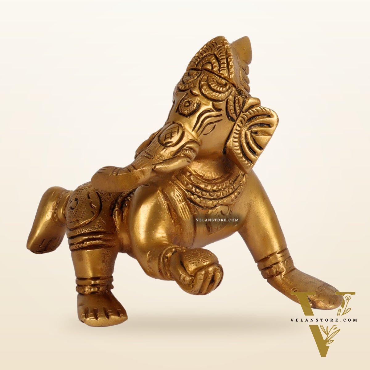 Brass Crawling Baby Ganesha Idol
