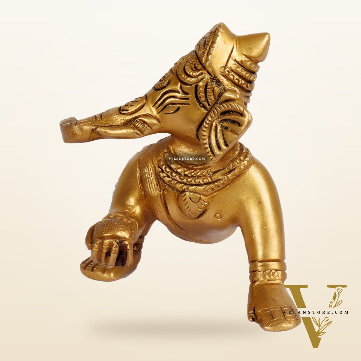 Brass Crawling Baby Ganesha Idol