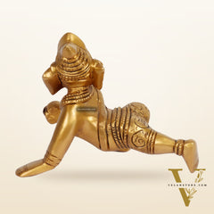 Brass Crawling Baby Ganesha Idol