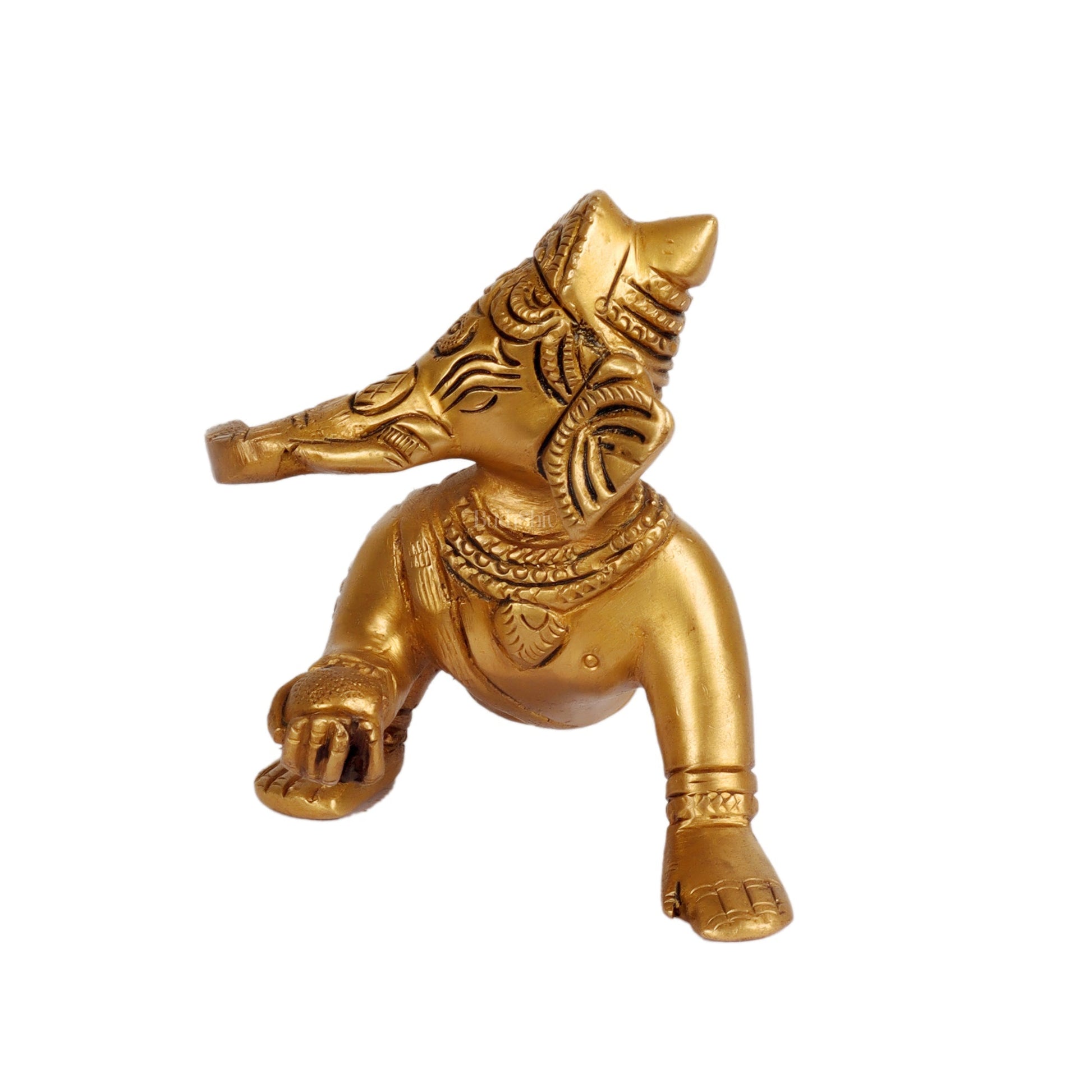 Brass Crawling Baby Ganesha Idol