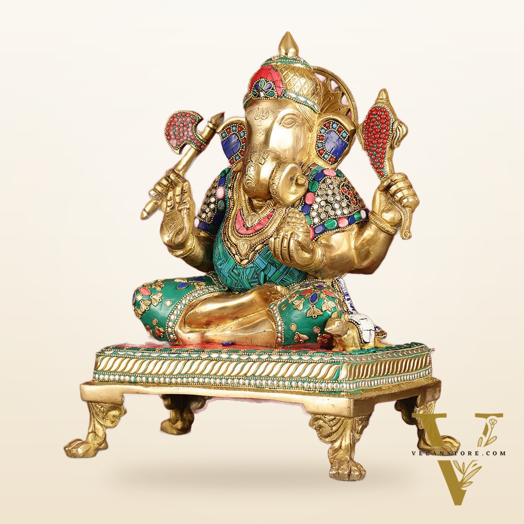 Brass Dagduseth Ganapati Statue 14"