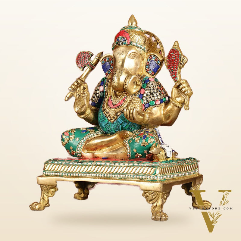 Brass Dagduseth Ganapati Statue 14"