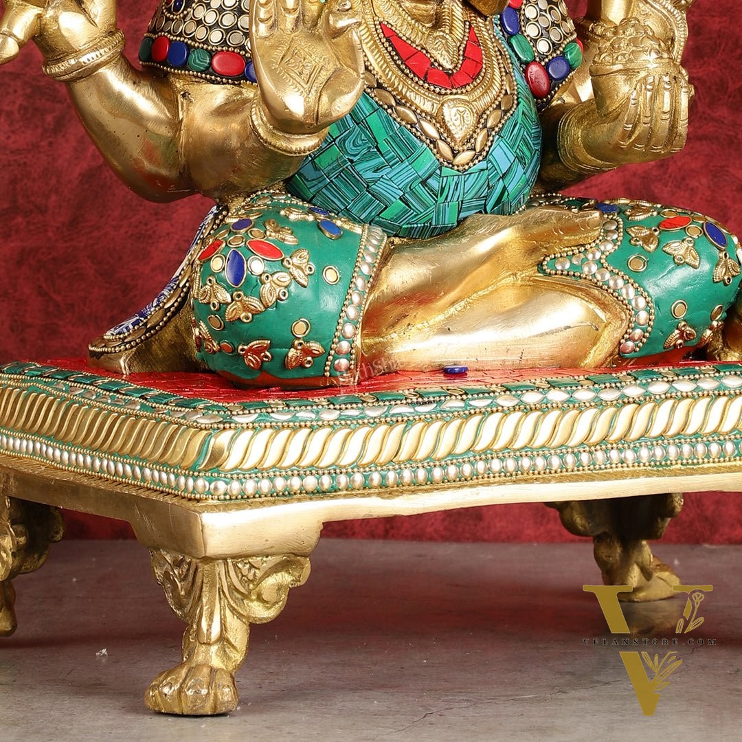 Brass Dagduseth Ganapati Statue 14"