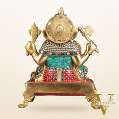 Brass Dagduseth Ganapati Statue 14"