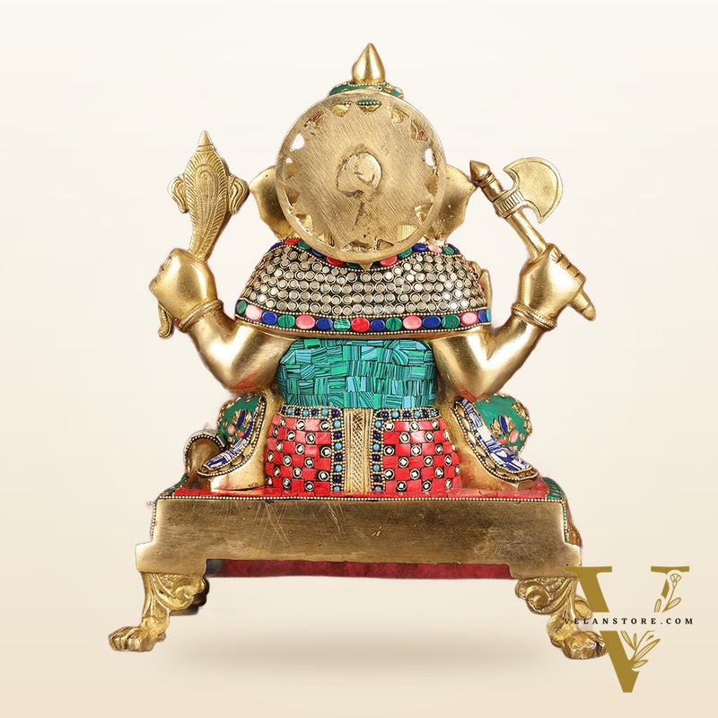 Brass Dagduseth Ganapati Statue 14"