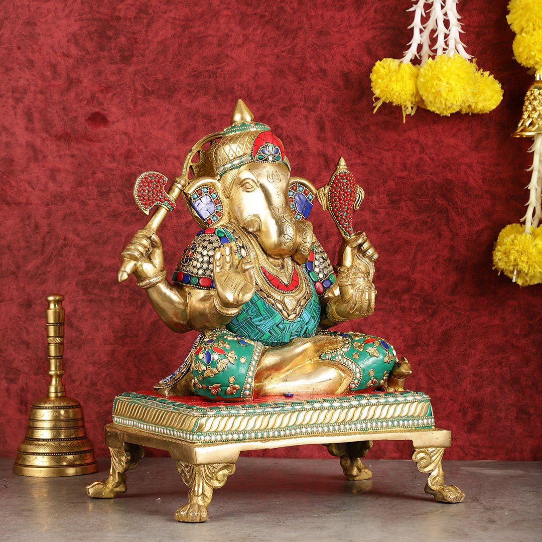 Brass Dagduseth Ganapati Statue 14"
