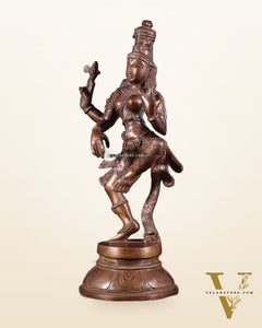 Brass Dancing Ardhanarishvara Statue - 12" Dark brown
