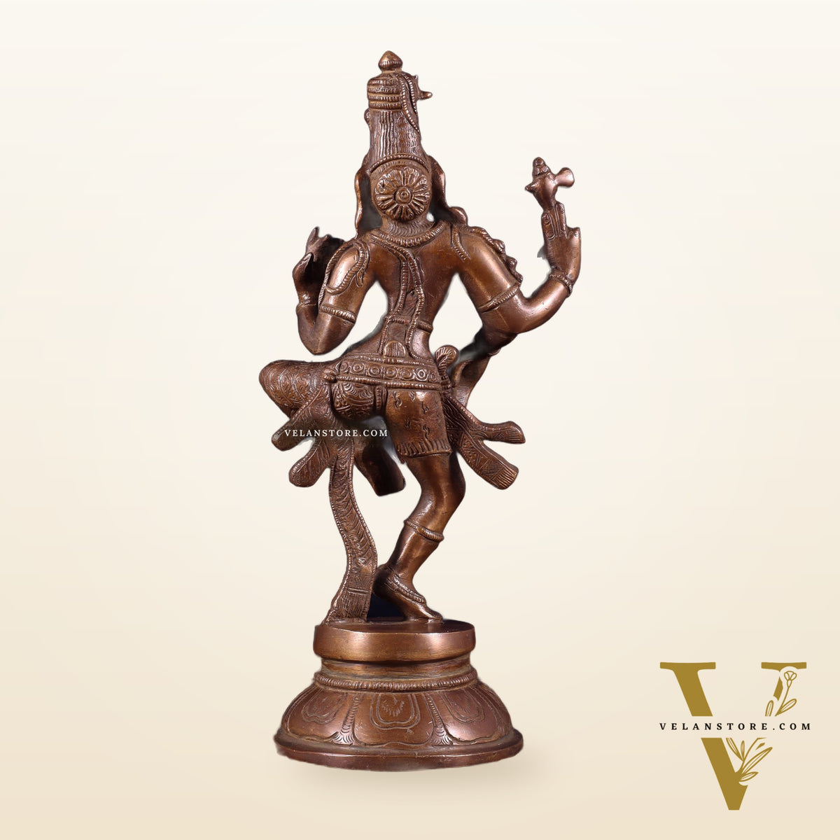 Brass Dancing Ardhanarishvara Statue - 12" Dark brown