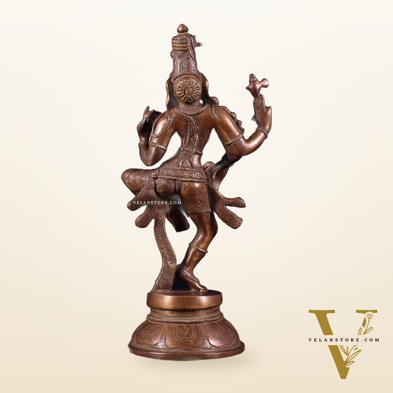 Brass Dancing Ardhanarishvara Statue - 12" Dark brown
