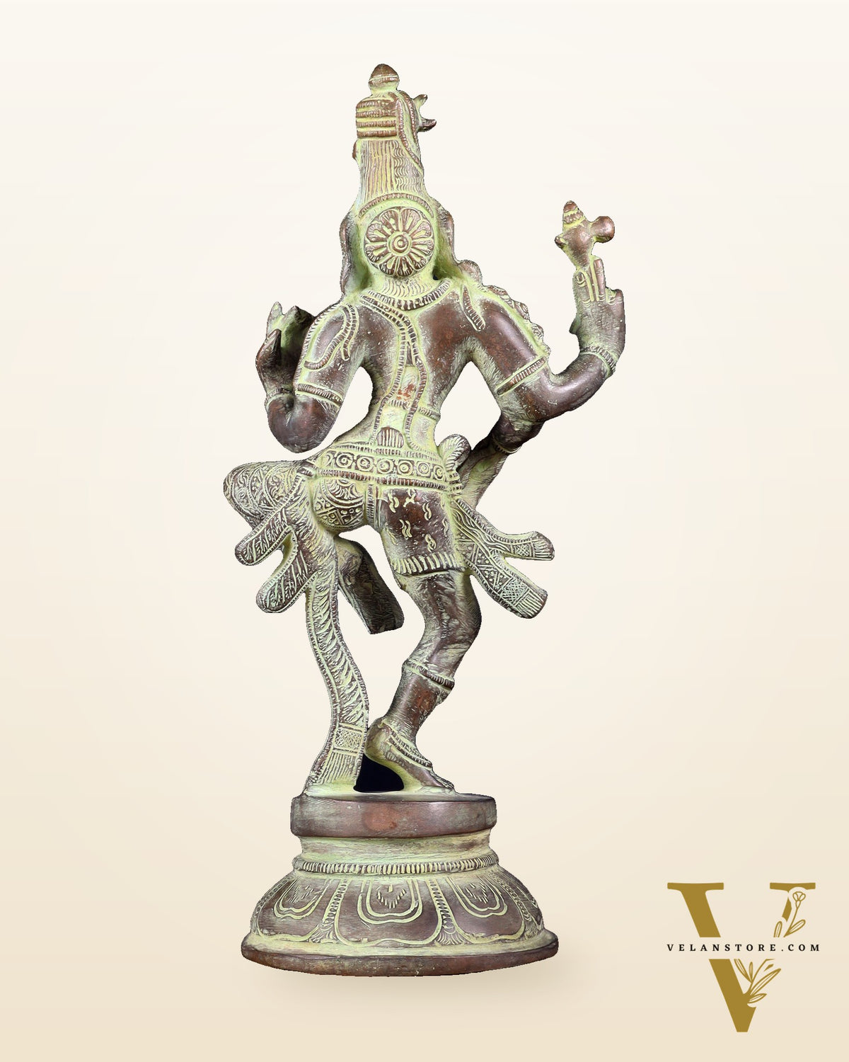 Brass Dancing Ardhanarishvara Statue - 12" stonefinish