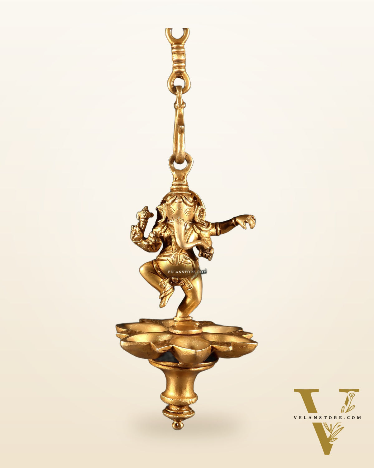 Brass Dancing Ganesha Hanging Oil Lamp