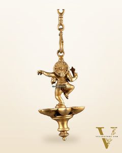 Brass Dancing Ganesha Hanging Oil Lamp