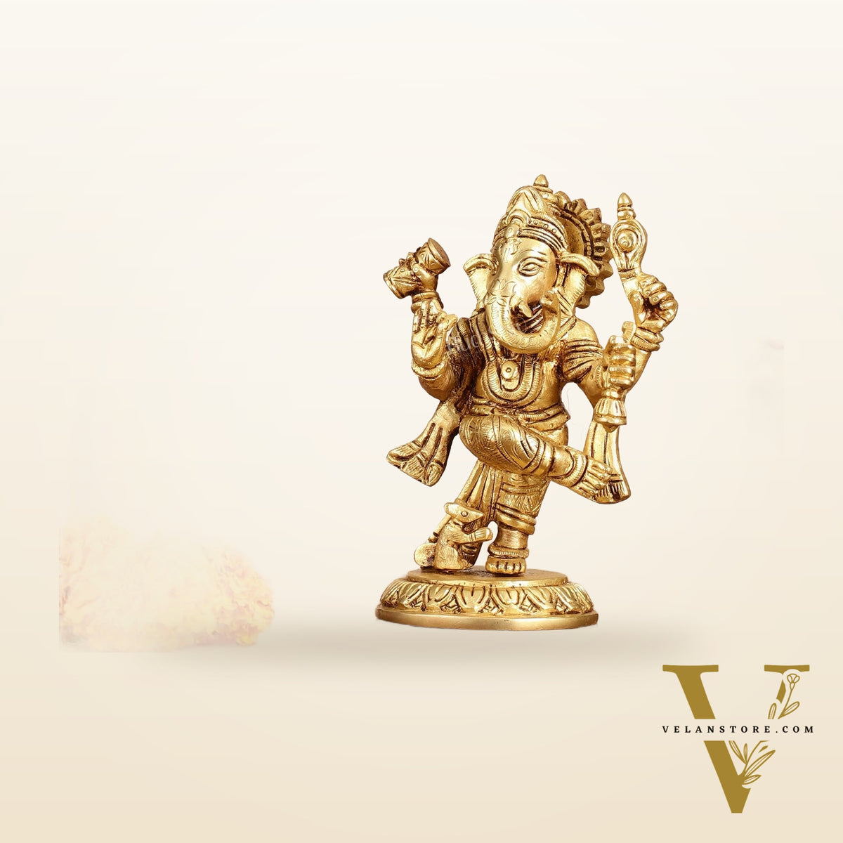 Brass Dancing Ganesha Idol | 6" Height | Artistic Elegance