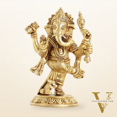 Brass Dancing Ganesha Idol | 6" Height | Artistic Elegance
