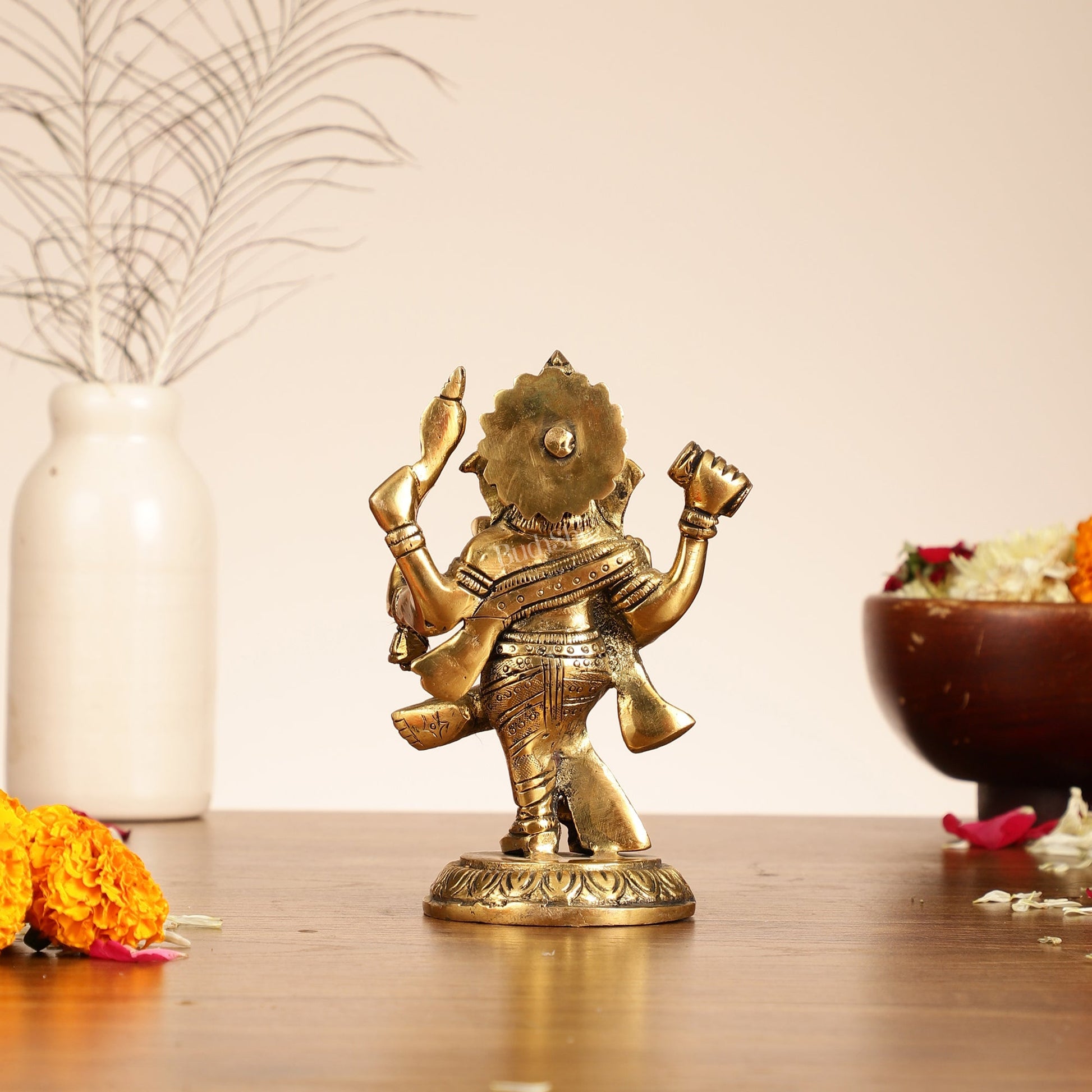 Brass Dancing Ganesha Idol | 6" Height | Artistic Elegance